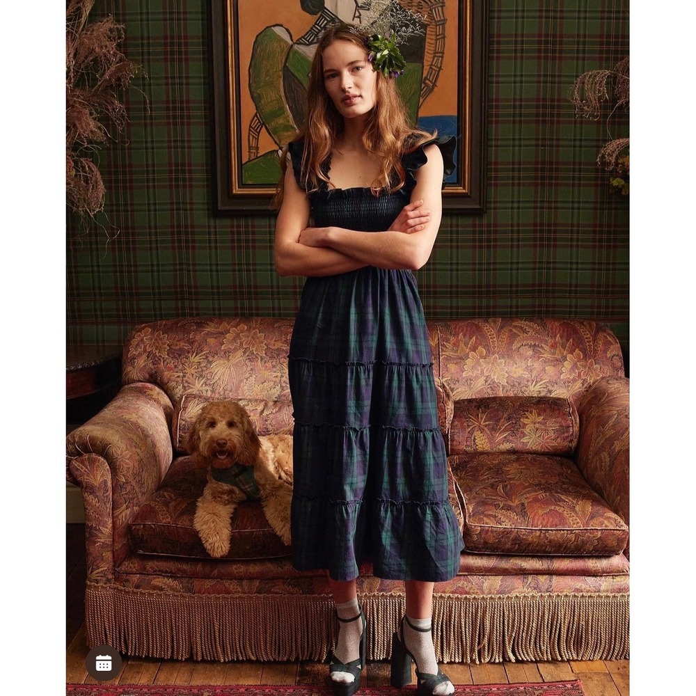 Hill House Home Ellie Nap Dress Blackwatch Tartan Plaid Size M